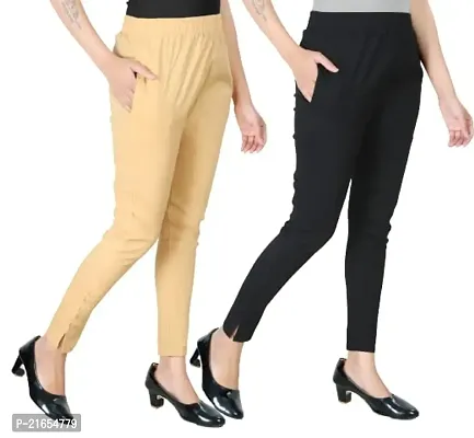 Cotton Cigarette Pants in yellow color | cotrasworld